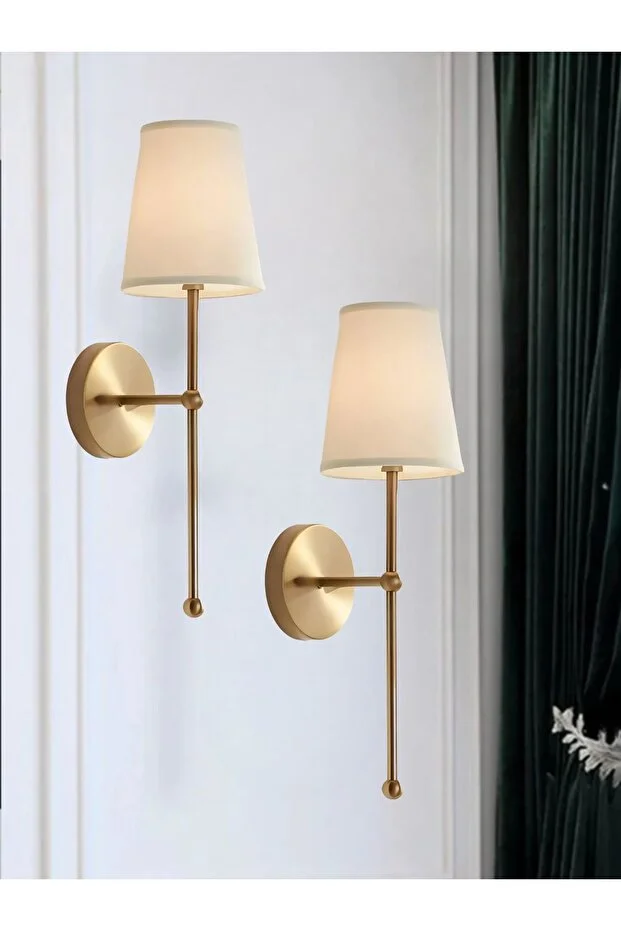 Modern Tasarım 1 Adet Duvar Ledli Pilli Aplik Tak Çalıştır Eskitme Gold Krem Abajur Gün Işığı Pilli